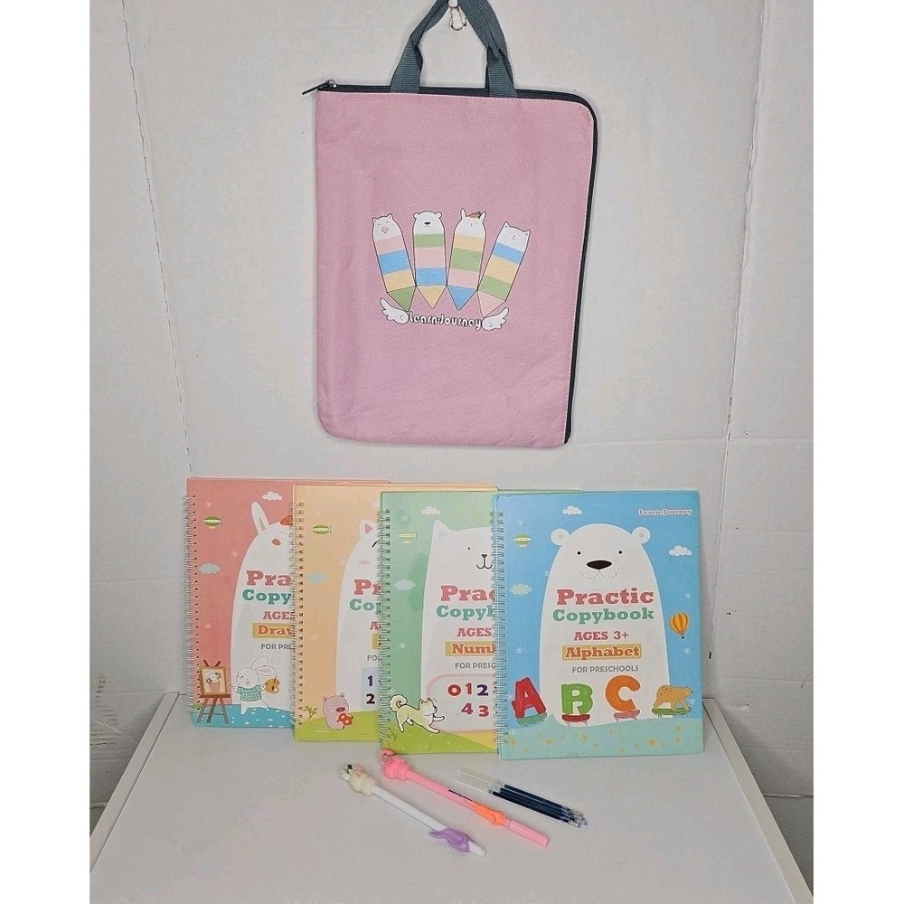 Learn-Journey 4 Practice Copybook Reusable‎ Writing Practice Books Bag Pens Kit